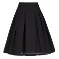 Grace Karin Women Solid Color High Stretchy Vintage Retro A-Line Short Black Skirt CL010451-1